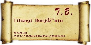 Tihanyi Benjámin névjegykártya