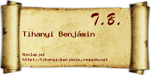 Tihanyi Benjámin névjegykártya